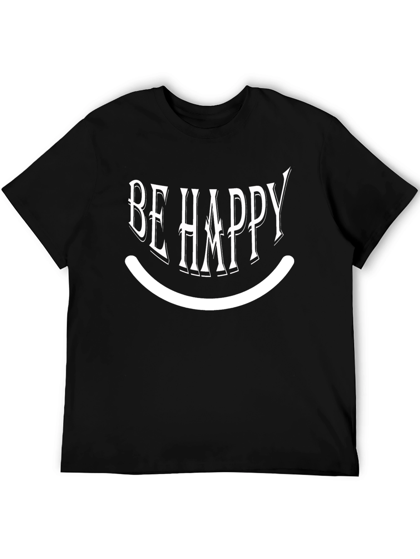 Be Happy Graphic Print Black T-Shirt