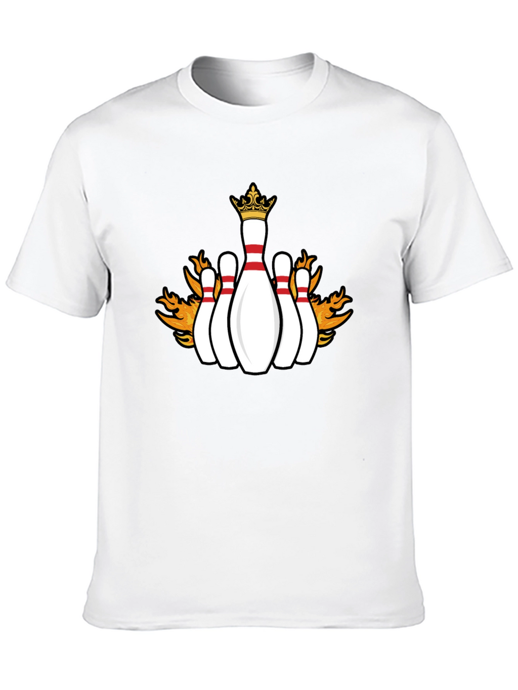 Flaming Crown Bowling Pins Black T-Shirt