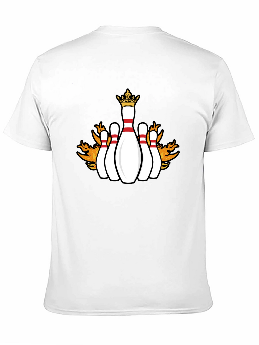 Flaming Crown Bowling Pins Black T-Shirt