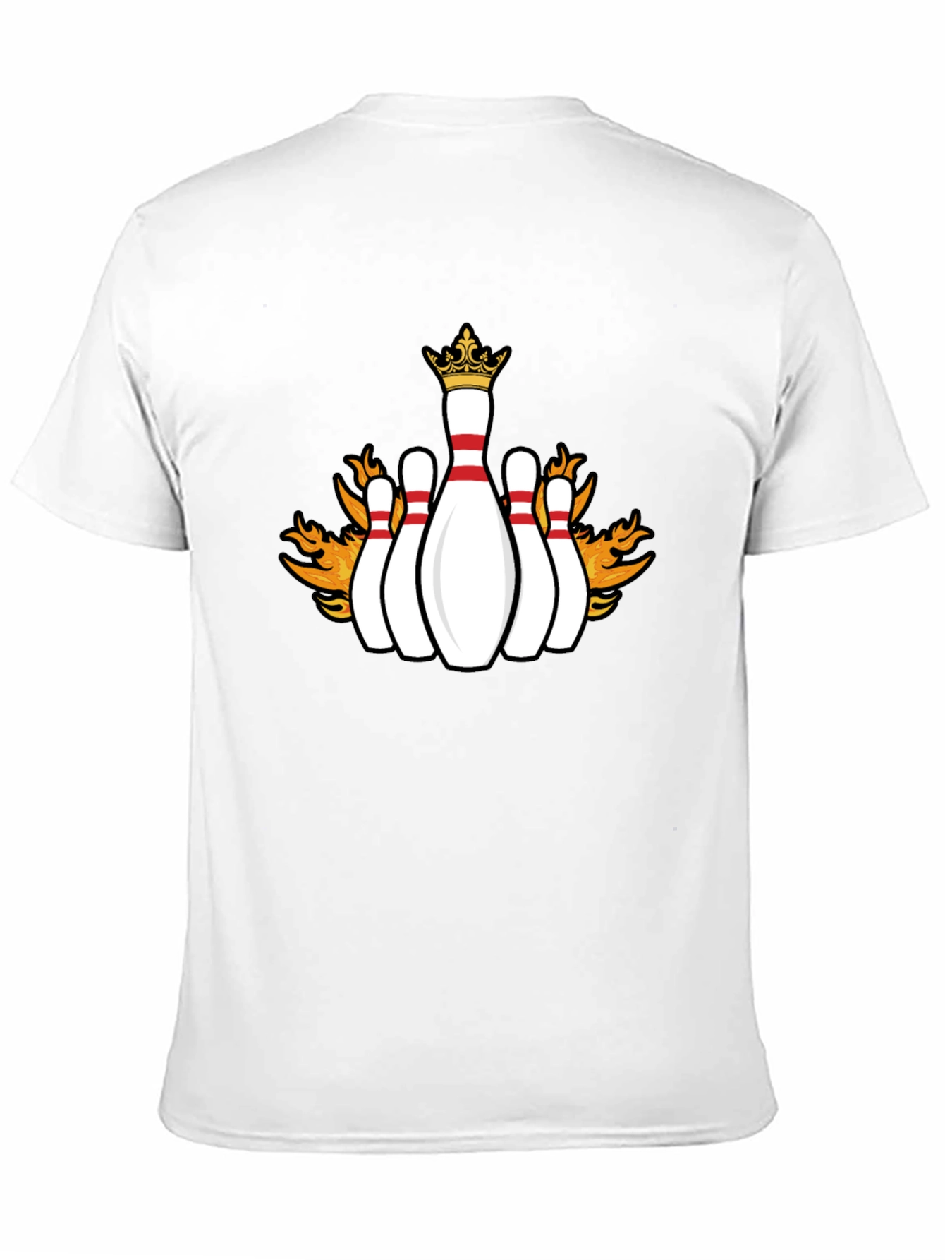 Flaming Crown Bowling Pins Black T-Shirt