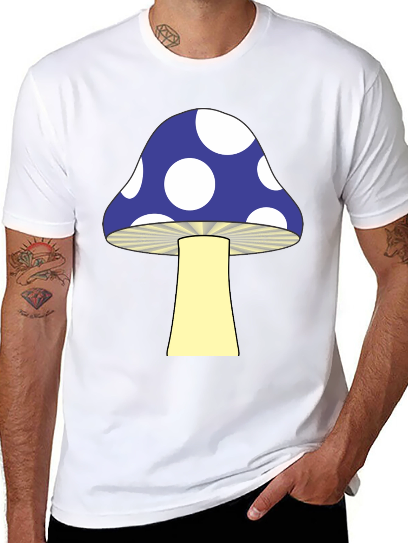 Funky Mushroom Graphic Tee - Black