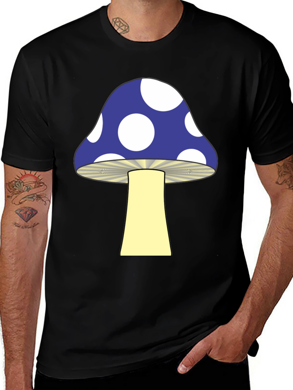Funky Mushroom Graphic Tee - Black