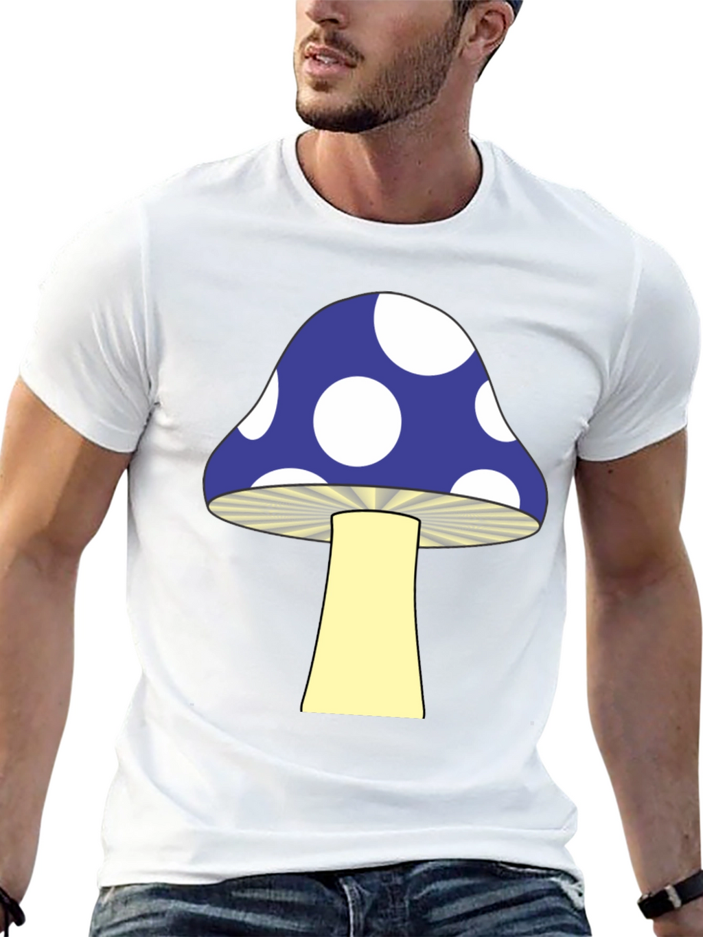 Funky Mushroom Graphic Tee - Black