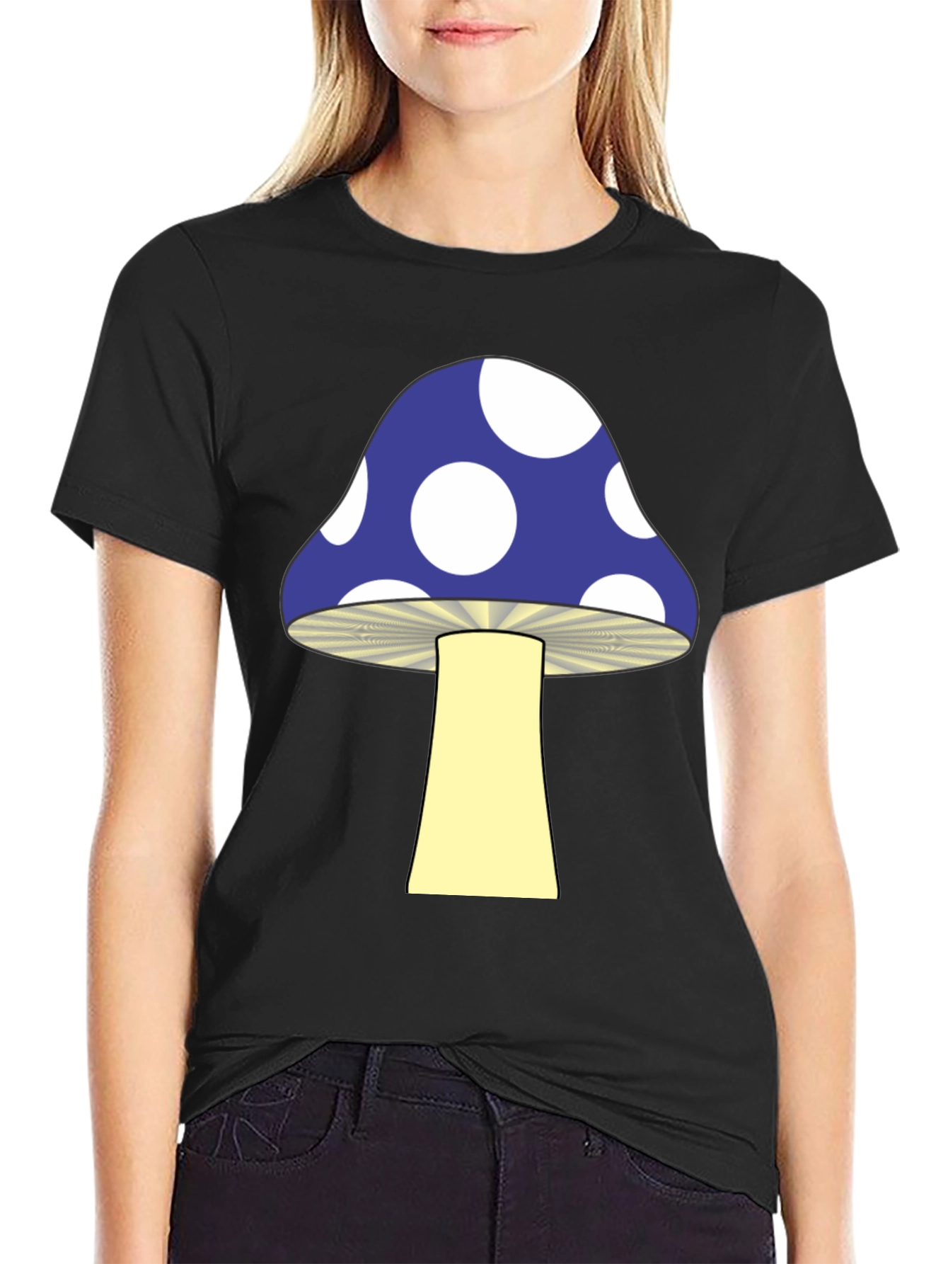 Funky Mushroom Graphic Tee - Black