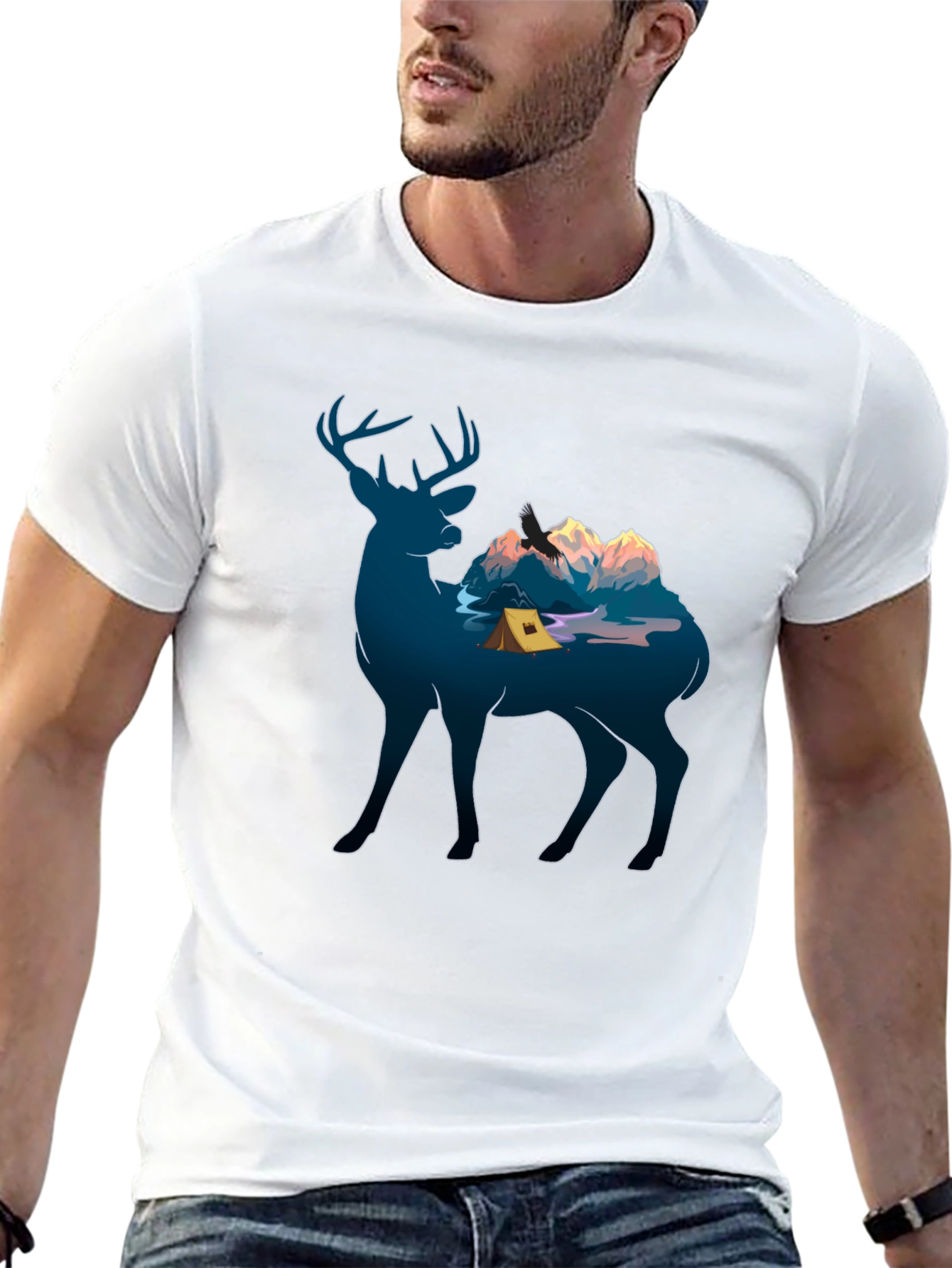 Deer Camping Graphic Tee - Nature Lover Apparel