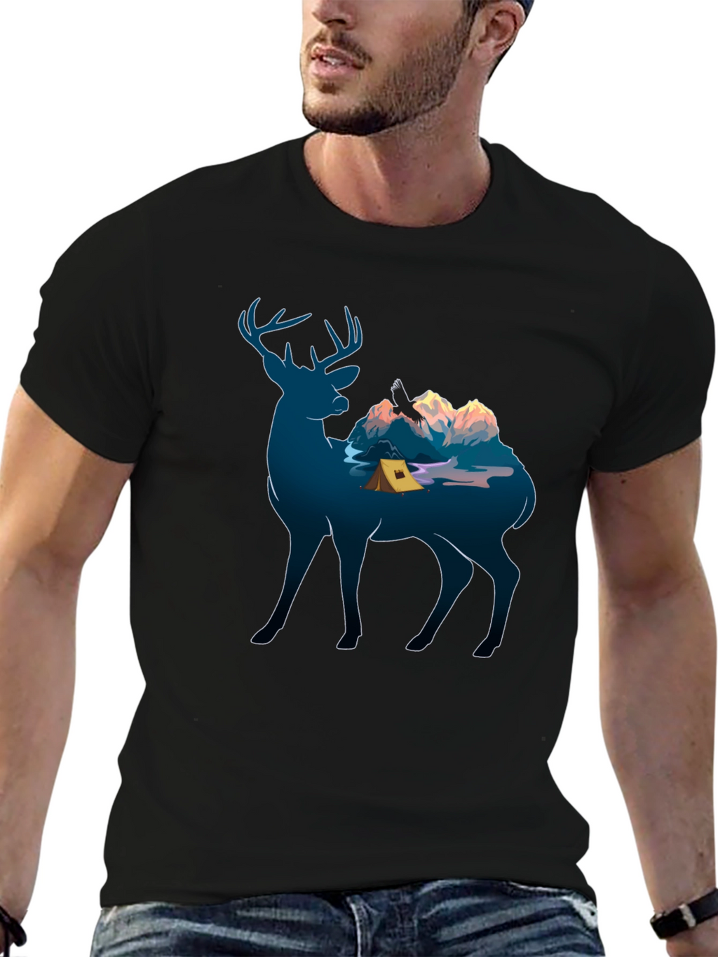 Deer Camping Graphic Tee - Nature Lover Apparel