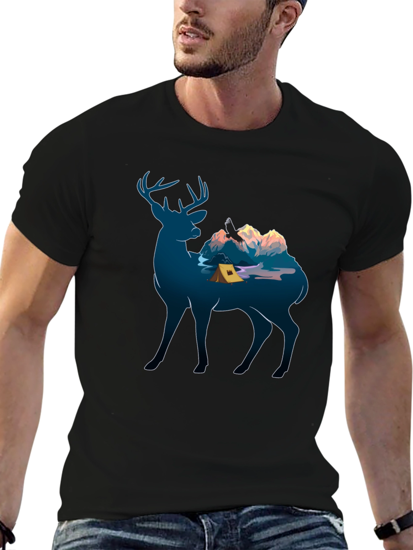 Deer Camping Graphic Tee - Nature Lover Apparel