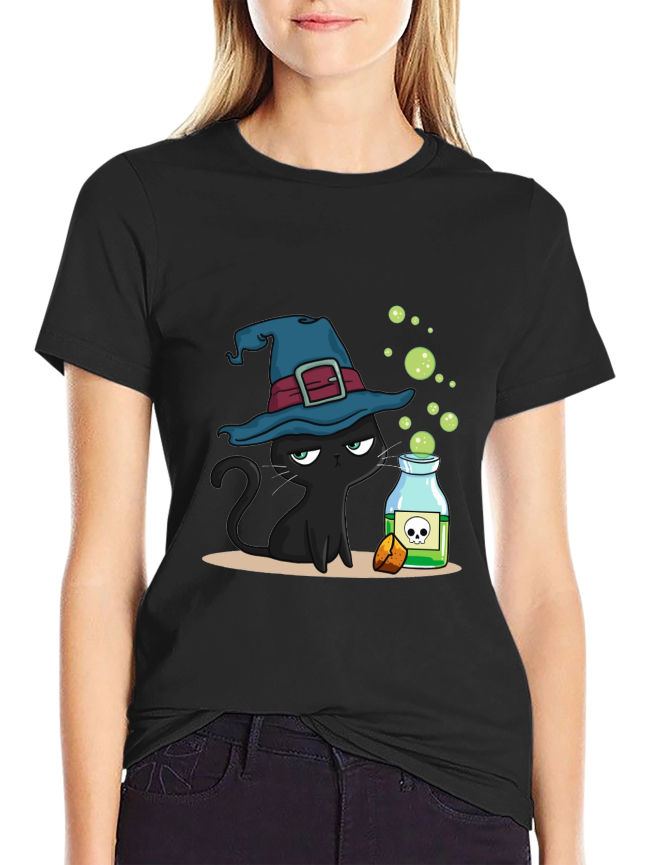 Witch Cat Potion Graphic T-Shirt