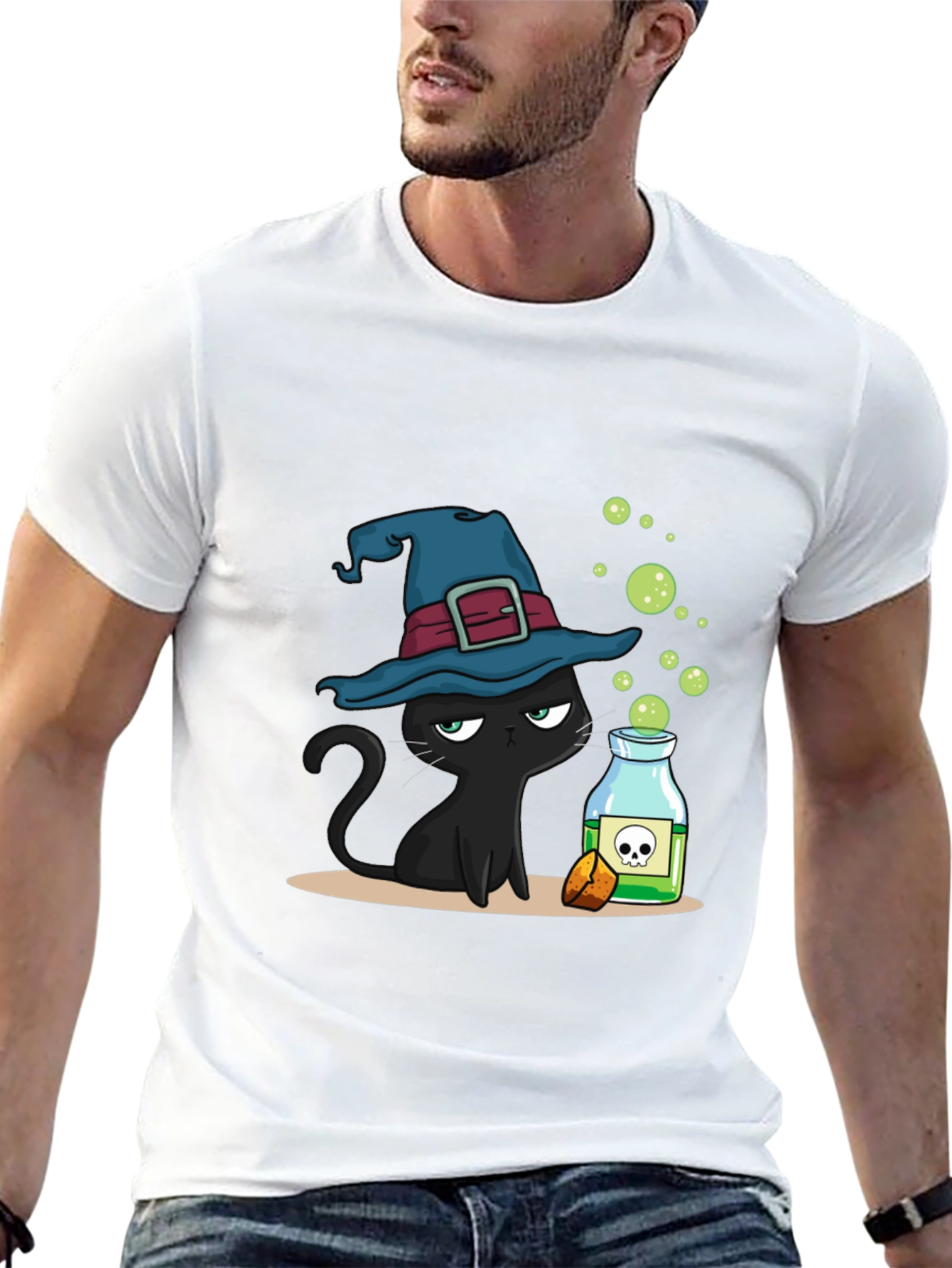 Witch Cat Potion Graphic T-Shirt
