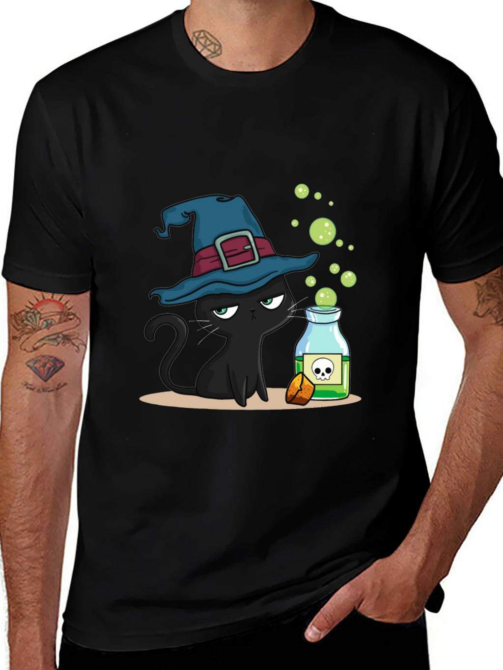 Witch Cat Potion Graphic T-Shirt