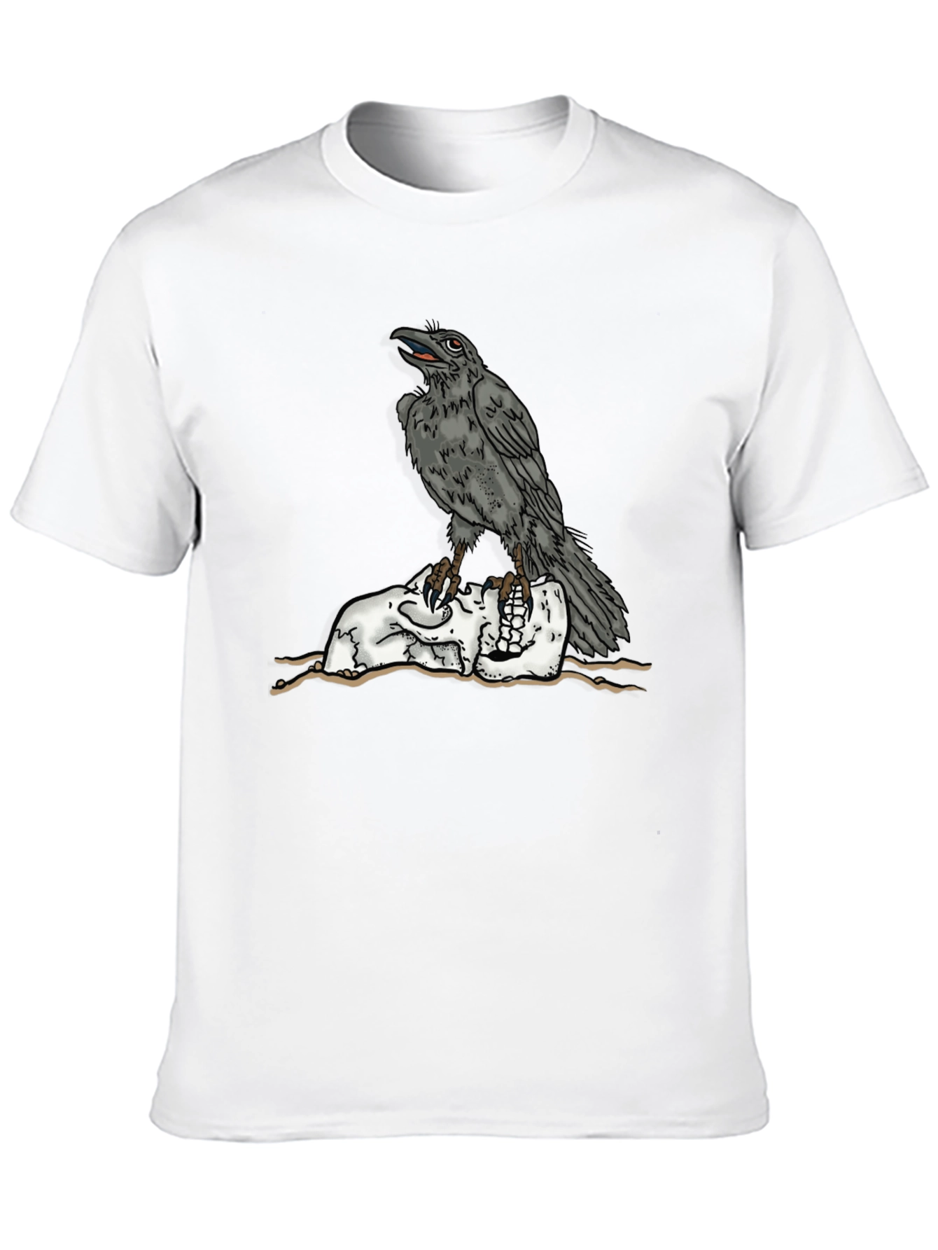 Raven Skull Graphic Tee - Mens Black T-Shirt
