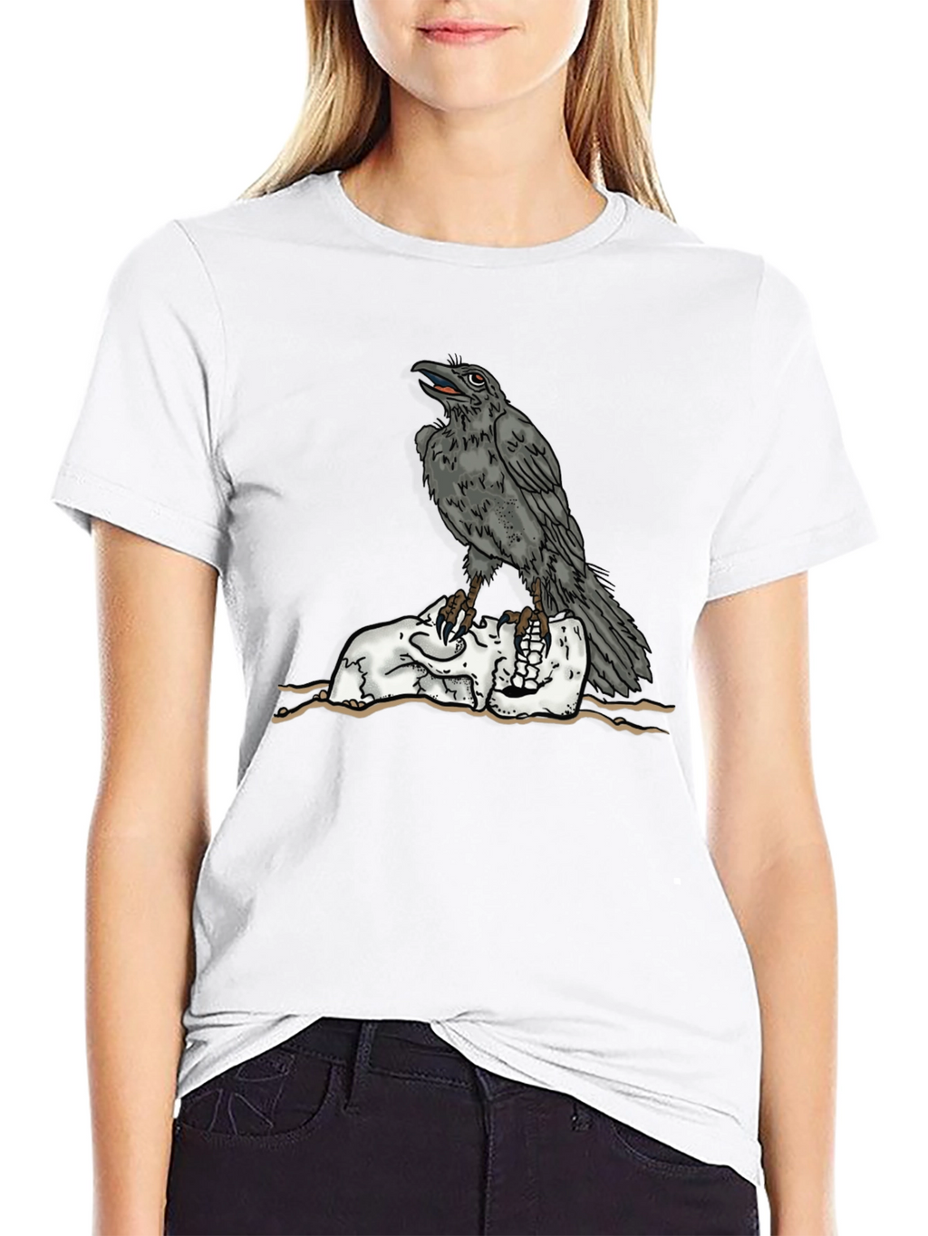 Raven Skull Graphic Tee - Mens Black T-Shirt