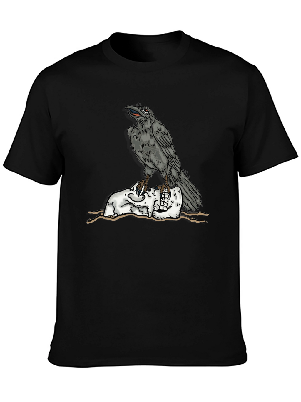 Raven Skull Graphic Tee - Mens Black T-Shirt