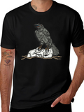 Raven Skull Graphic Tee - Mens Black T-Shirt
