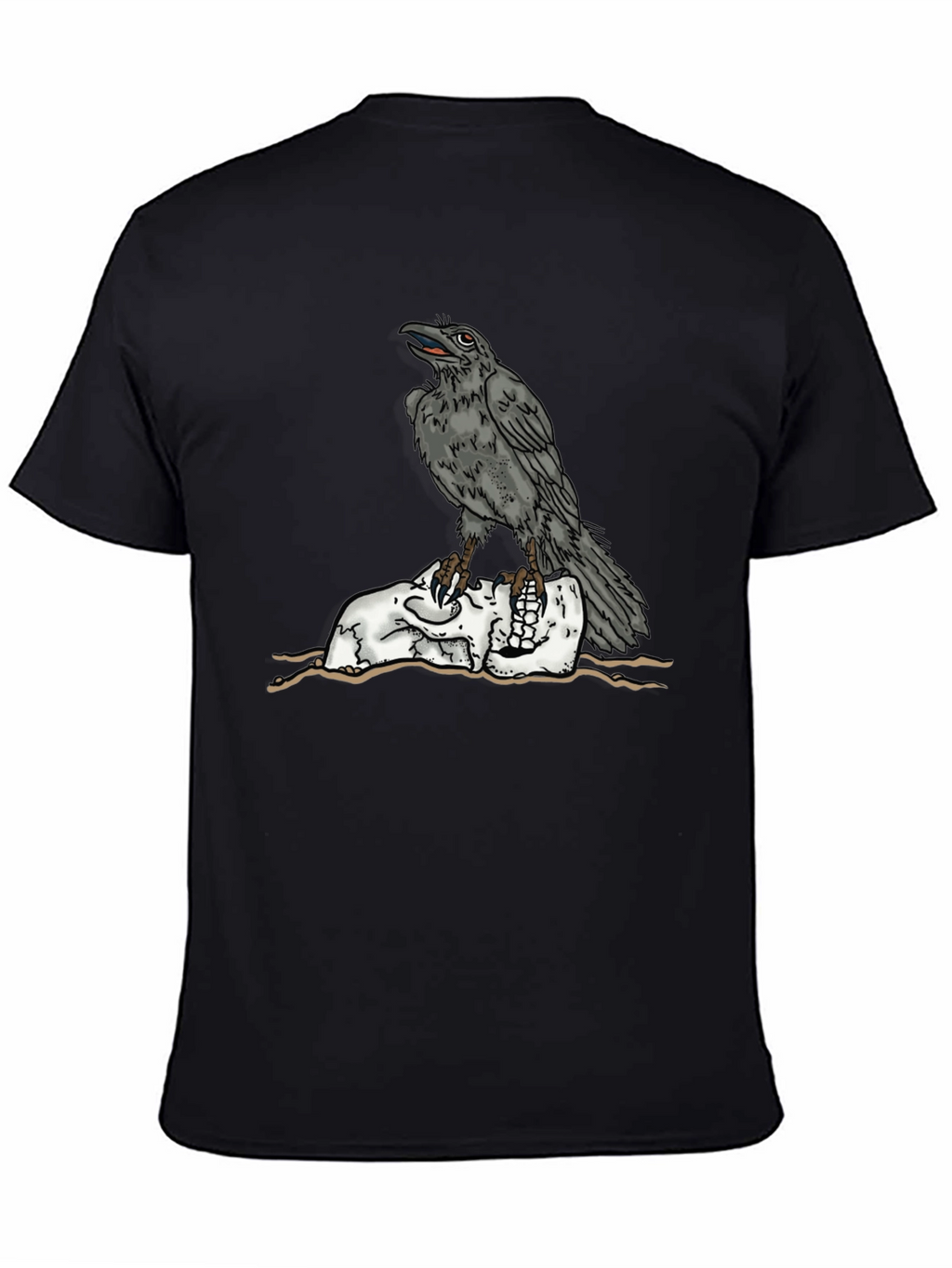 Raven Skull Graphic Tee - Mens Black T-Shirt