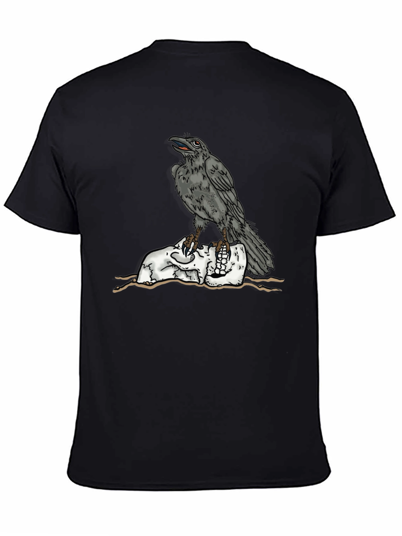 Raven Skull Graphic Tee - Mens Black T-Shirt