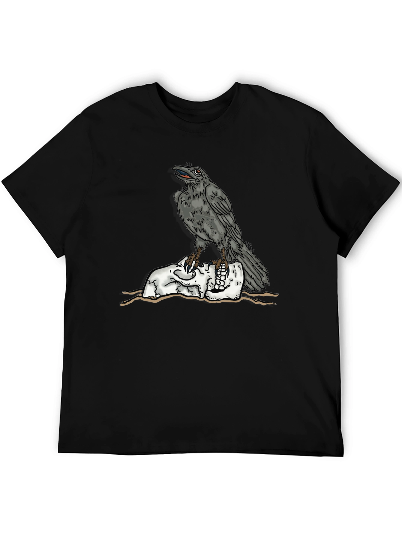 Raven Skull Graphic Tee - Mens Black T-Shirt