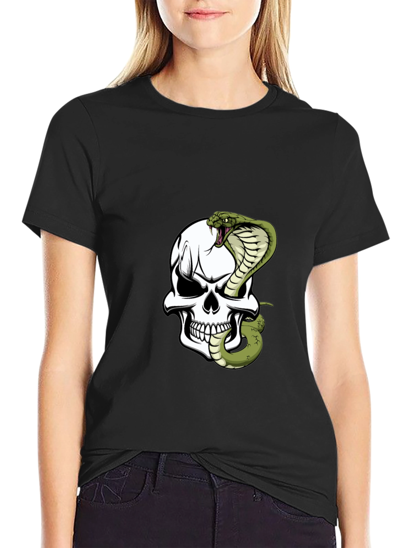 Skull & Cobra Graphic Tee - Bold Black T-Shirt
