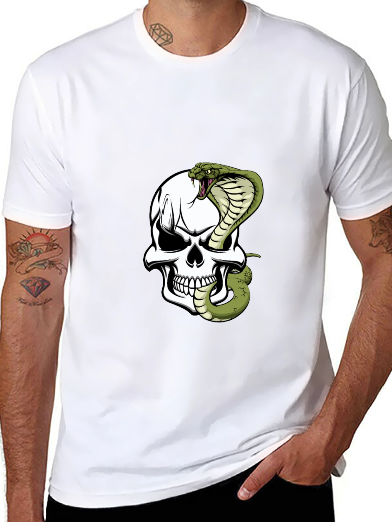 Skull & Cobra Graphic Tee - Bold Black T-Shirt