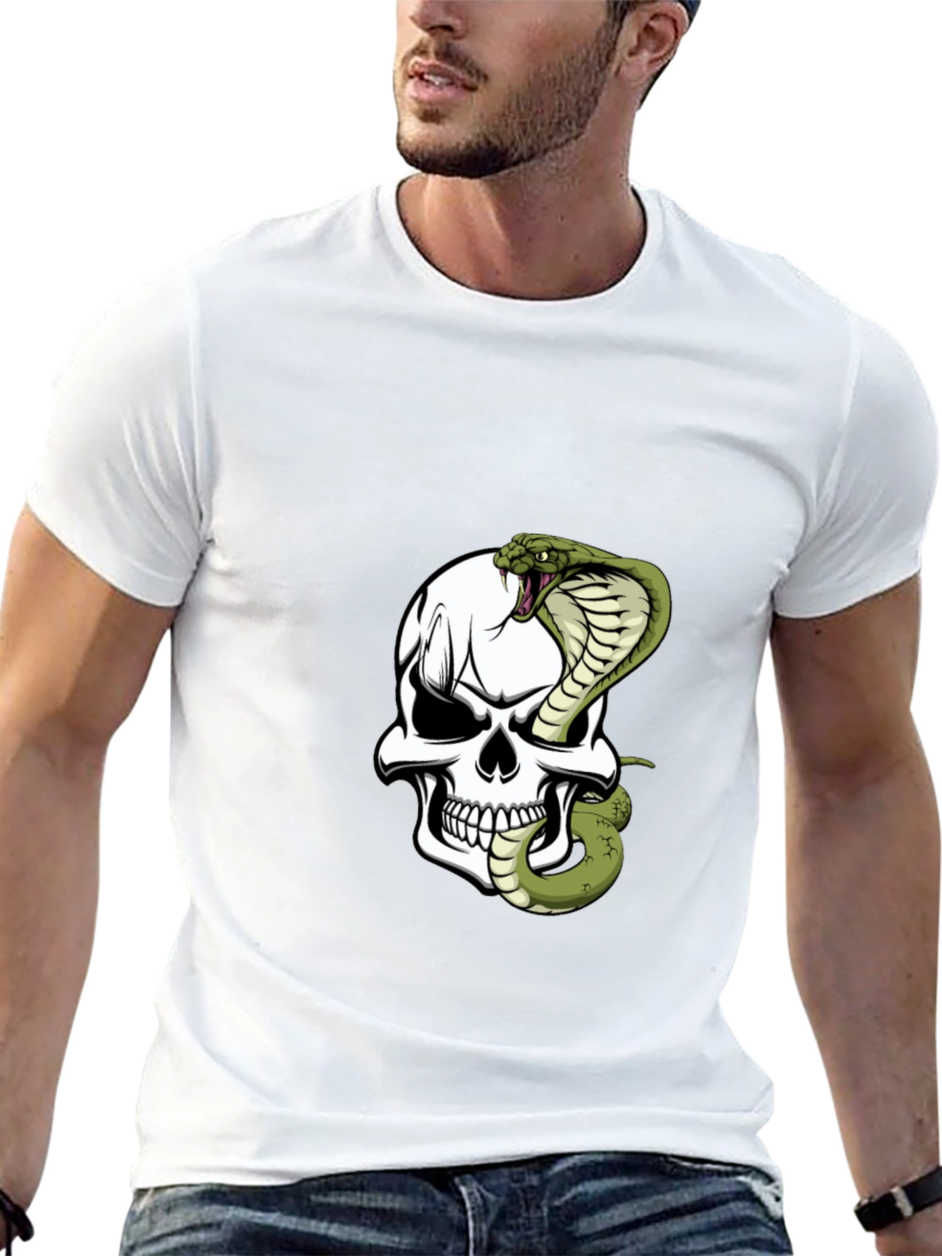 Skull & Cobra Graphic Tee - Bold Black T-Shirt