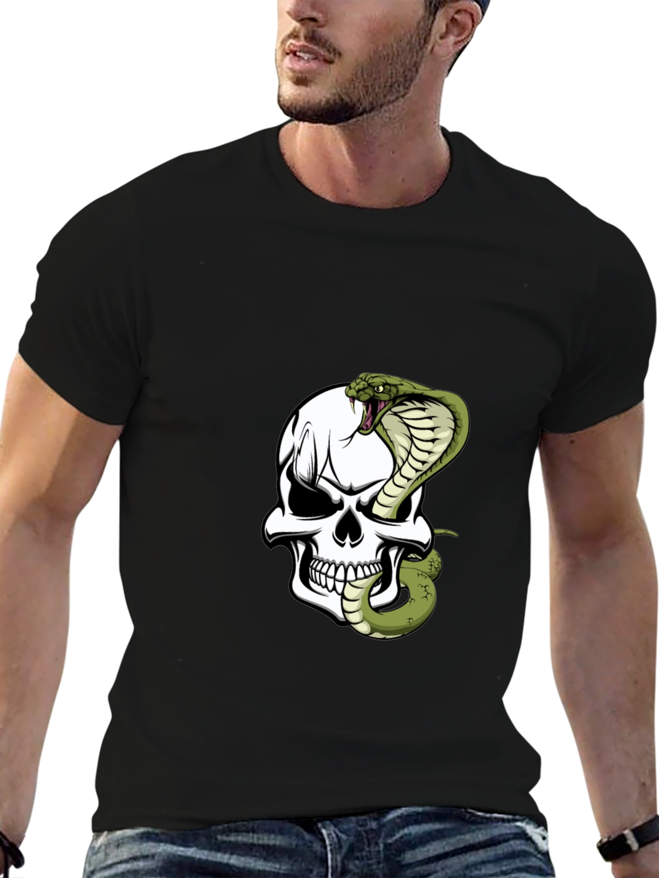 Skull & Cobra Graphic Tee - Bold Black T-Shirt