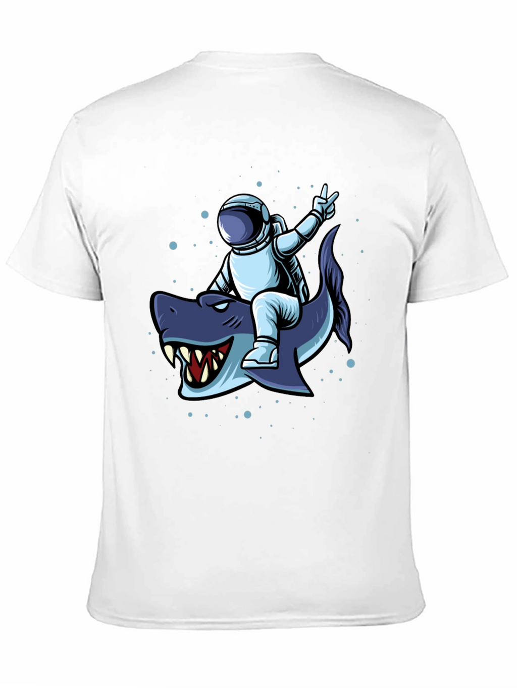 Astronaut Riding Shark Graphic Tee - Black