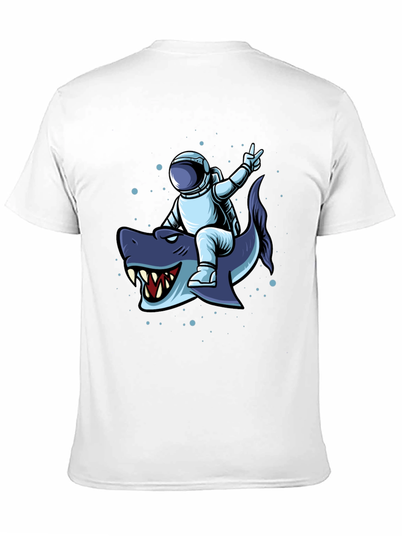 Astronaut Riding Shark Graphic Tee - Black