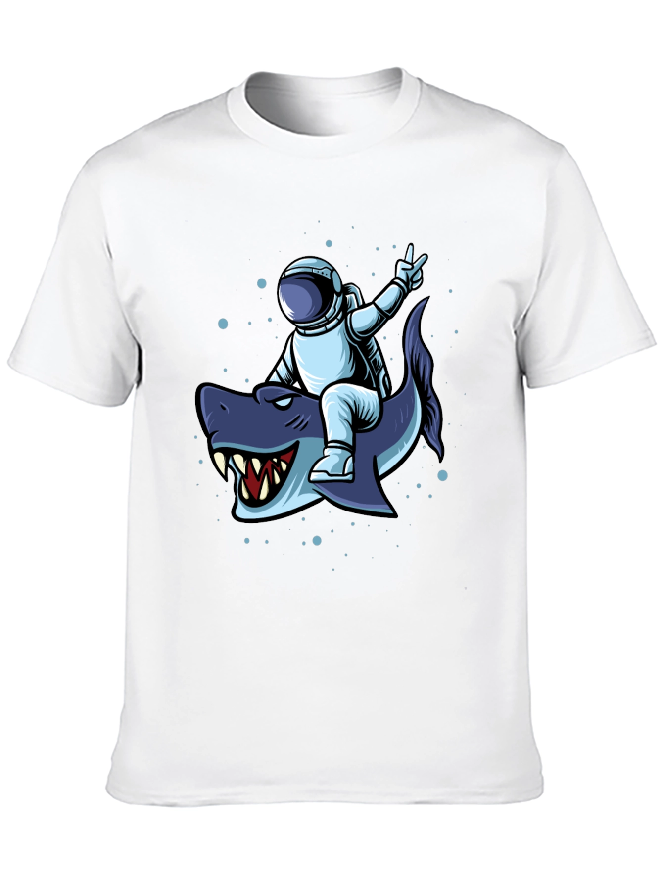 Astronaut Riding Shark Graphic Tee - Black