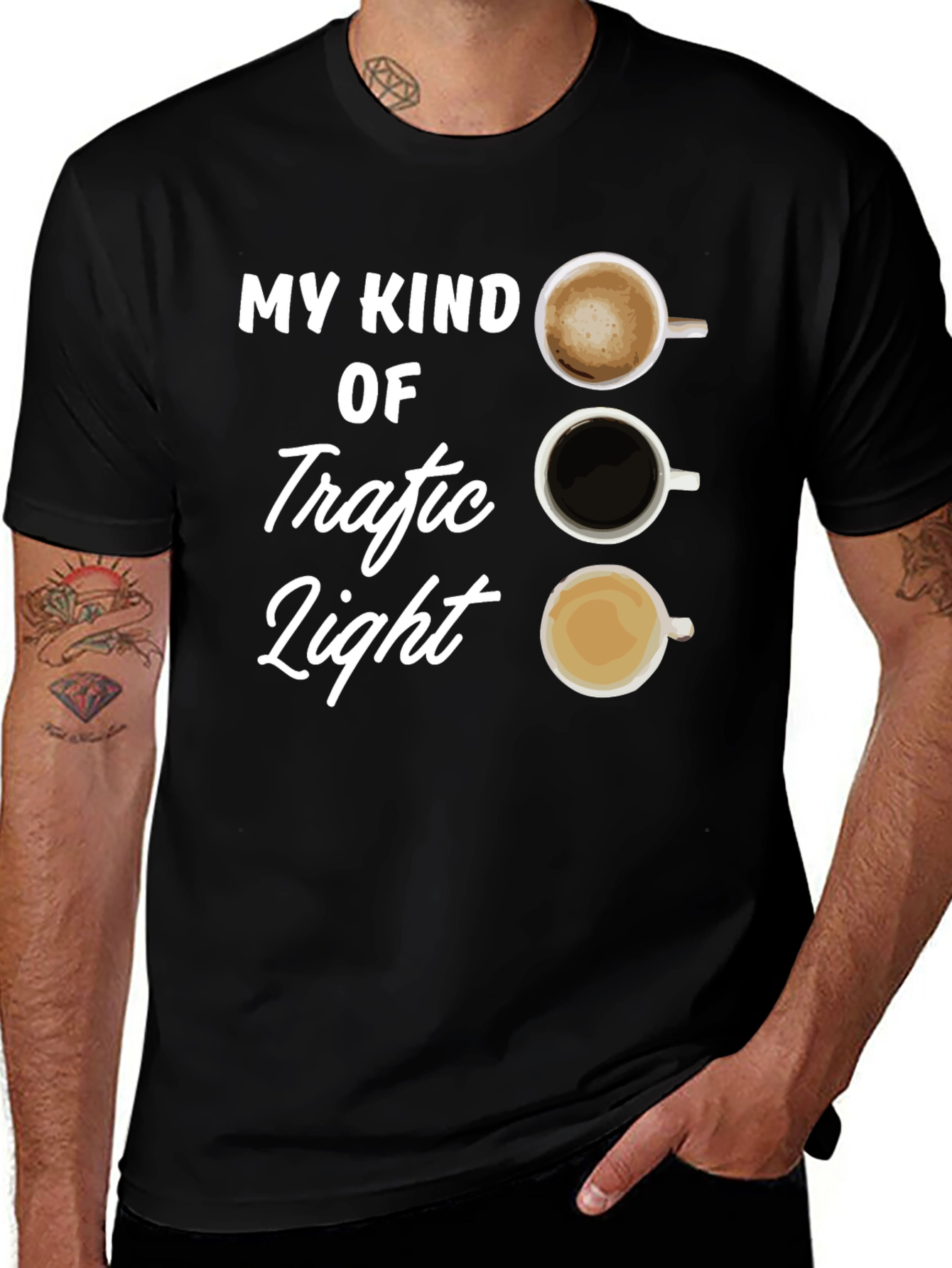 Coffee Traffic Light T-Shirt - Black
