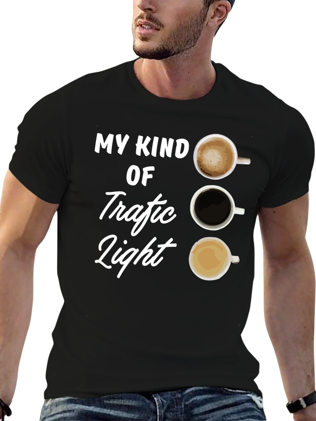 Coffee Traffic Light T-Shirt - Black