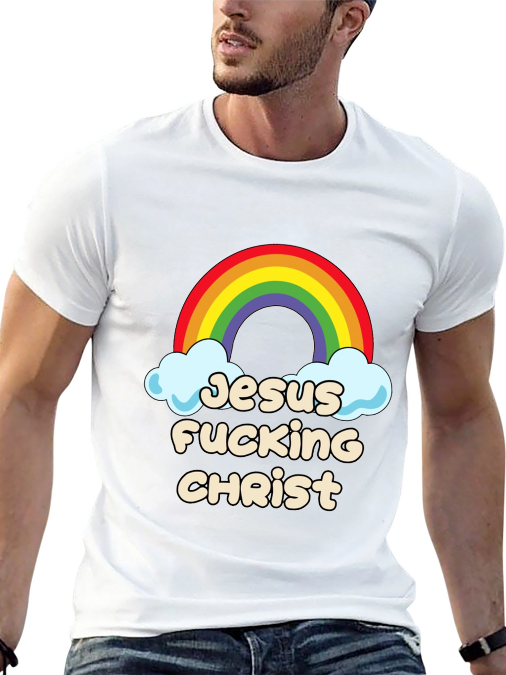 Jesus Fucking Christ Rainbow Graphic Tee