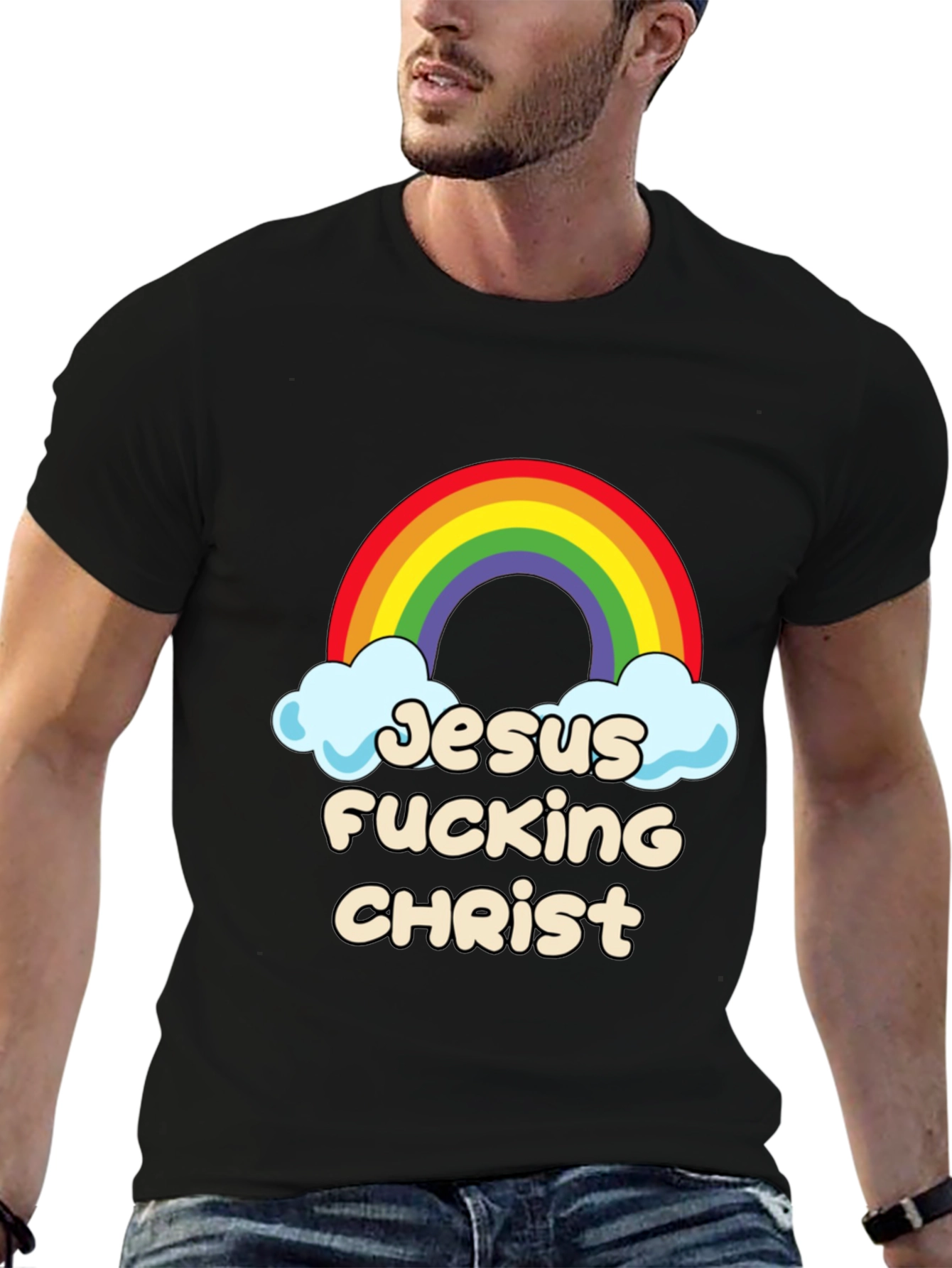 Jesus Fucking Christ Rainbow Graphic Tee