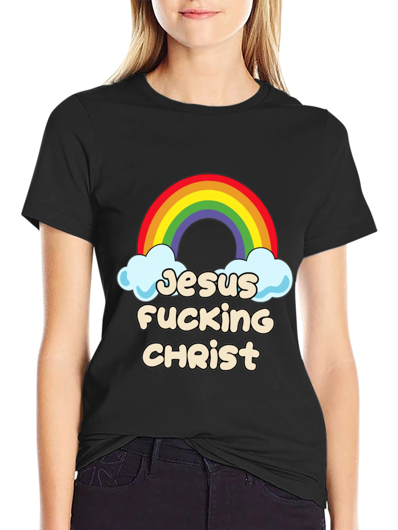 Jesus Fucking Christ Rainbow Graphic Tee