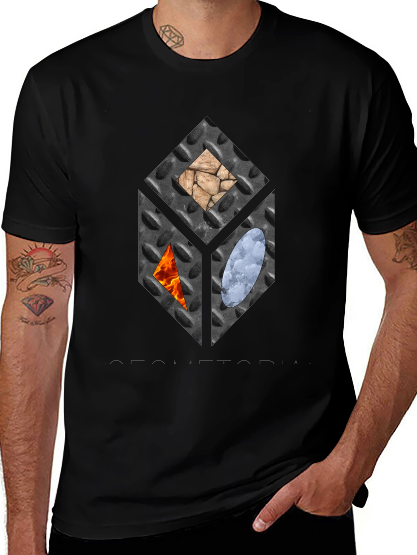 Elemental Cube Graphic Tee - Black Casual T-Shirt