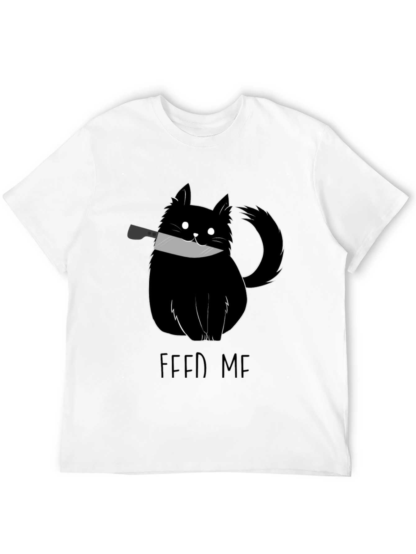 Feed Me Cat Knife Black T-Shirt