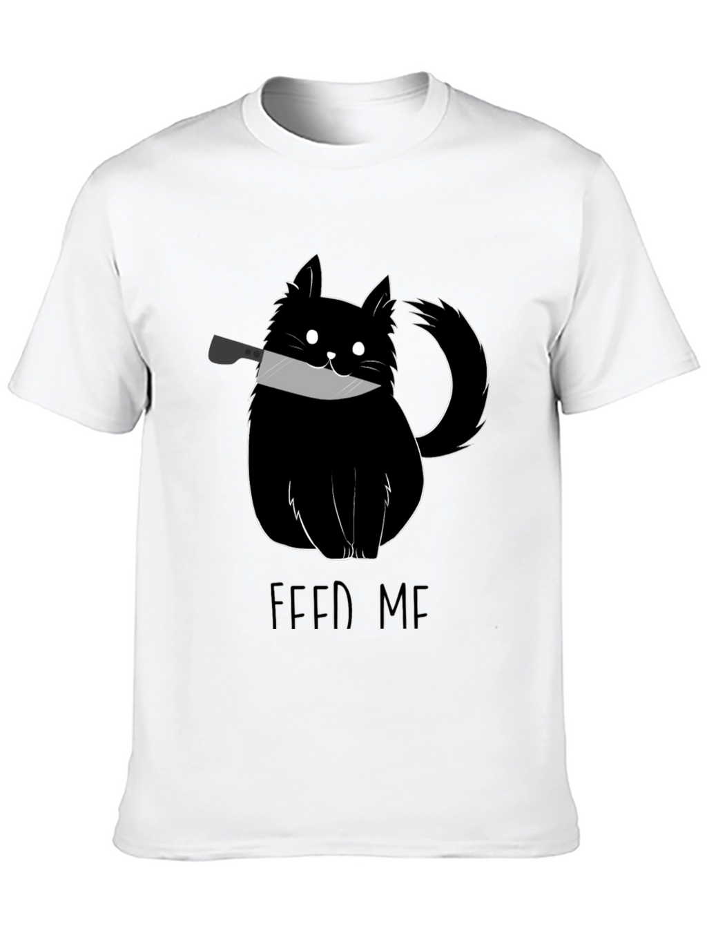 Feed Me Cat Knife Black T-Shirt
