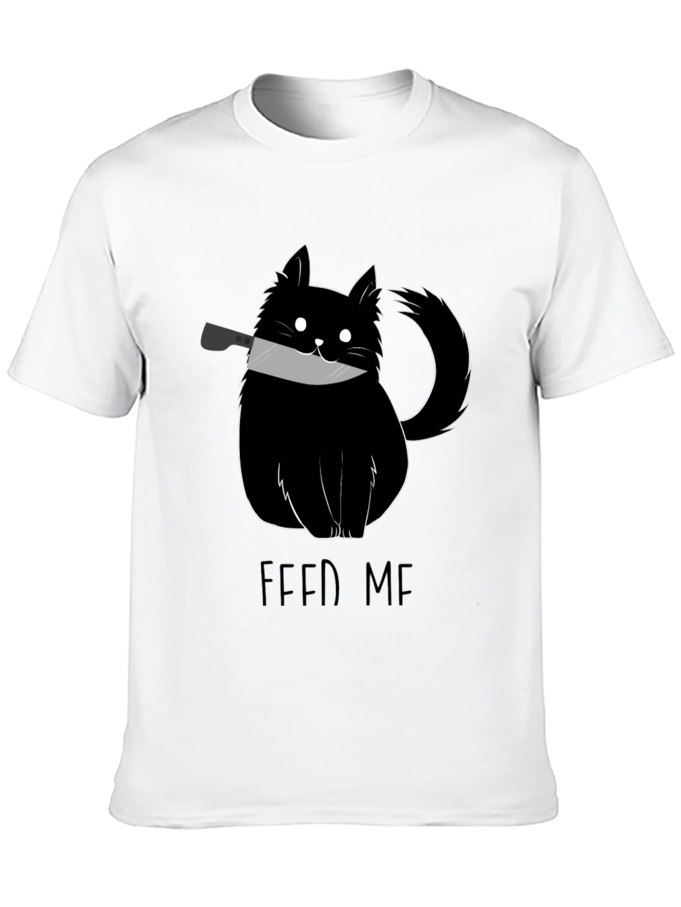 Feed Me Cat Knife Black T-Shirt