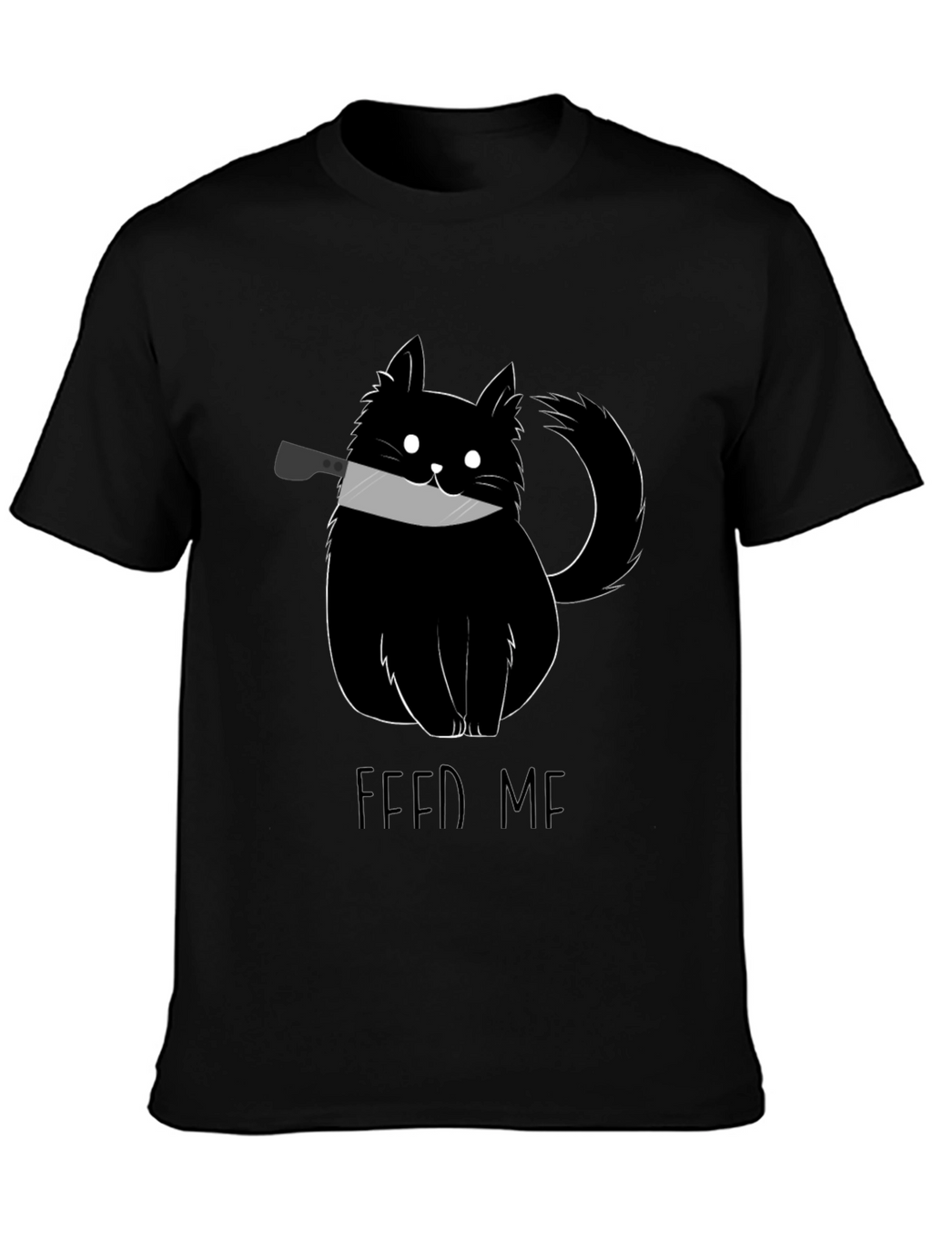 Feed Me Cat Knife Black T-Shirt