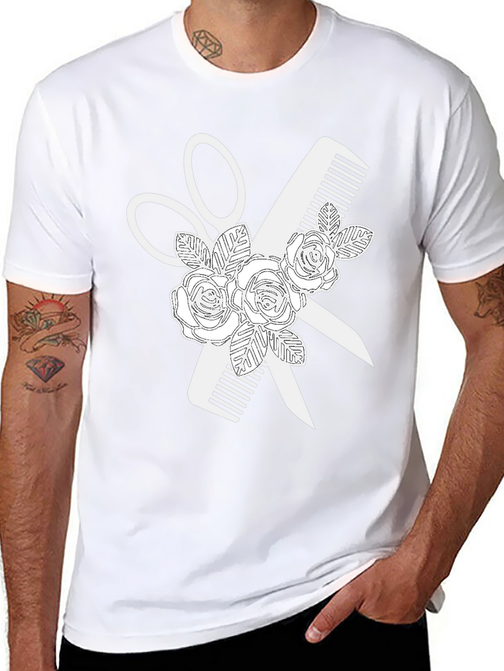 Floral Barber Tee - Stylist T-Shirt