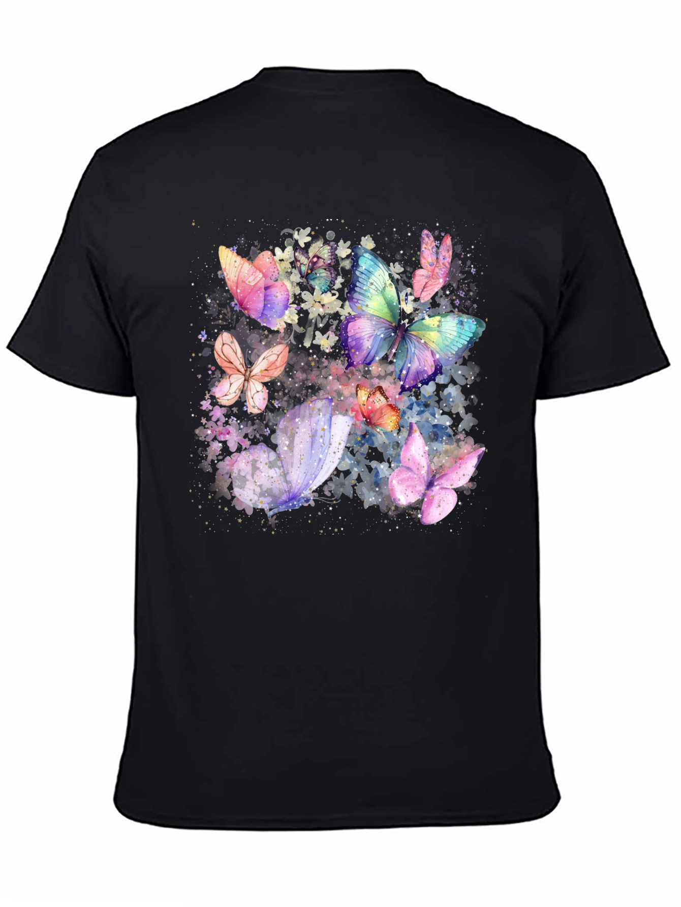 Butterfly Watercolor Graphic Tee - Soft Black T-Shirt