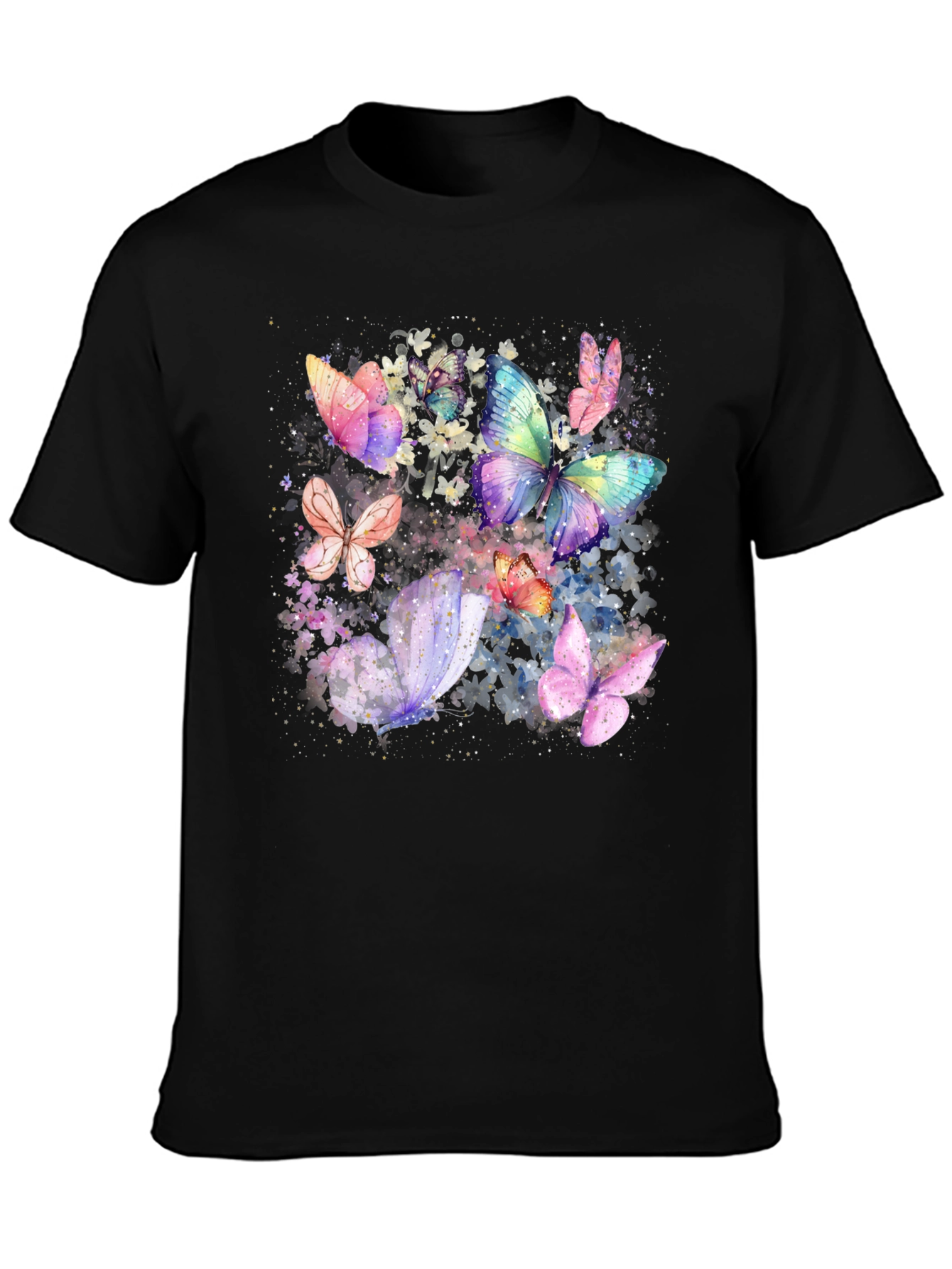 Butterfly Watercolor Graphic Tee - Soft Black T-Shirt