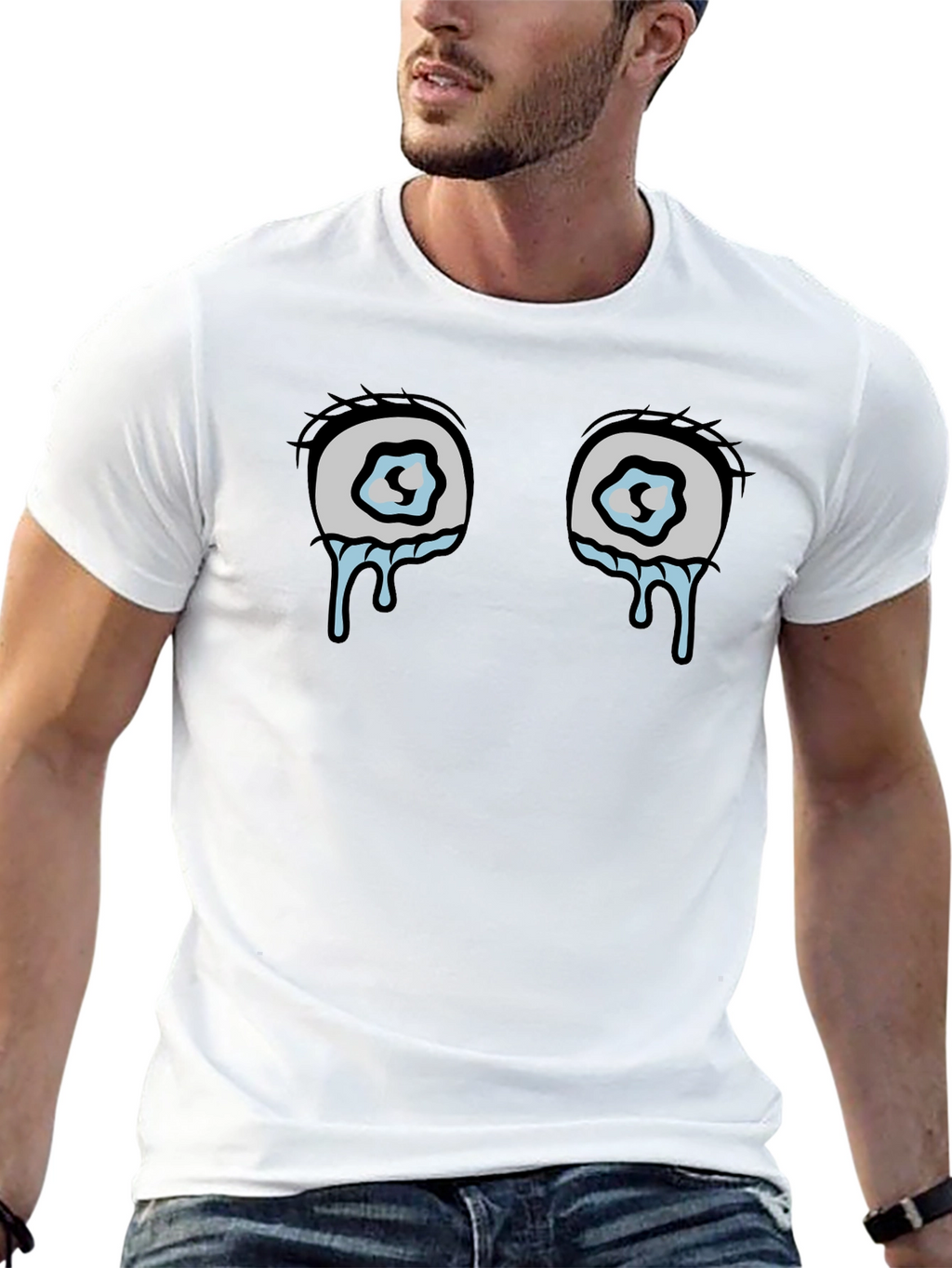 Crying Eyes Graphic Tee - Black Cotton Comfort