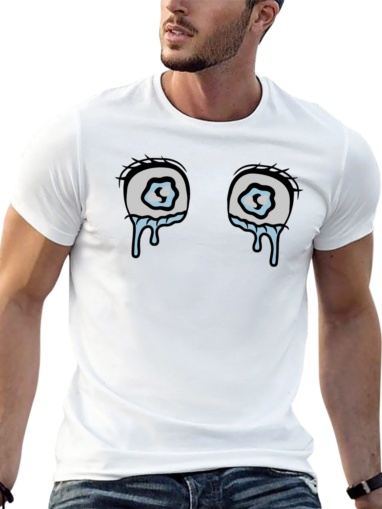 Crying Eyes Graphic Tee - Black Cotton Comfort