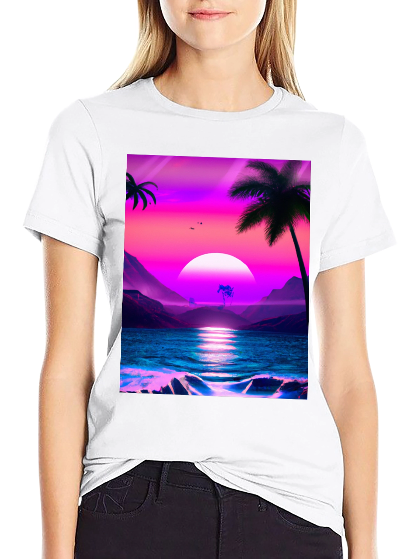 Sunset Beach Palm Tree T-Shirt