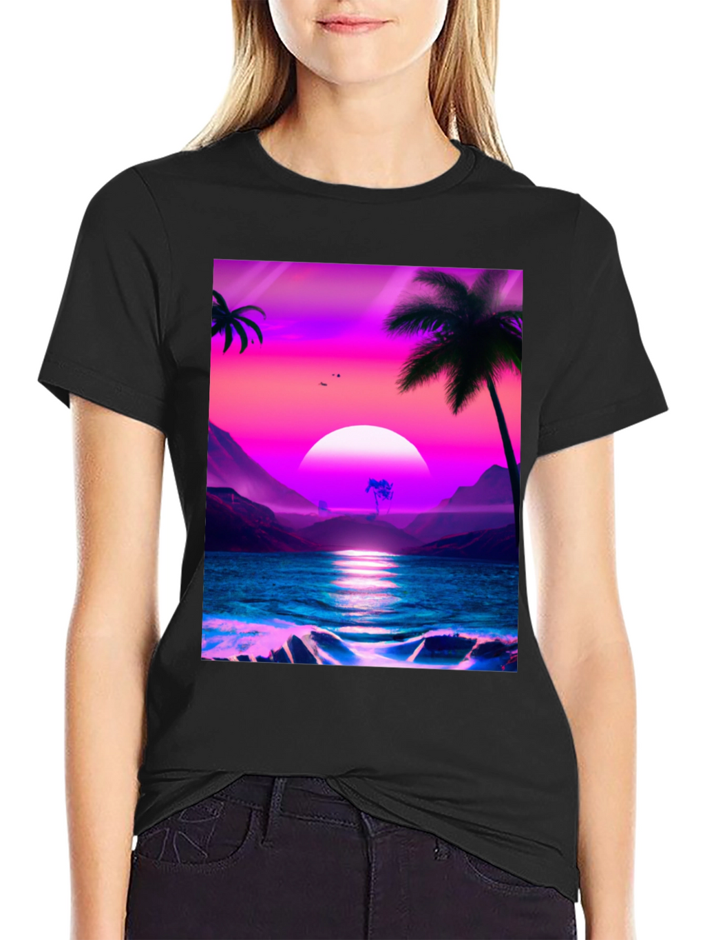 Sunset Beach Palm Tree T-Shirt