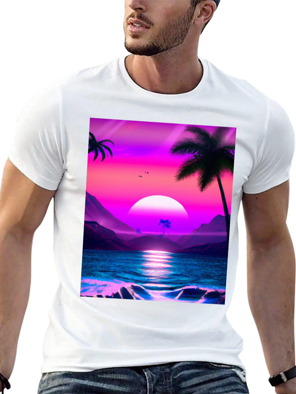 Sunset Beach Palm Tree T-Shirt