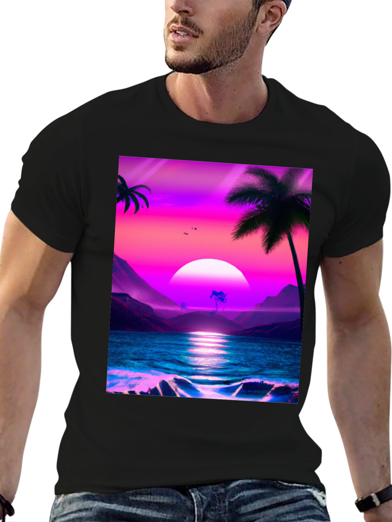 Sunset Beach Palm Tree T-Shirt