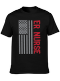 ER Nurse American Flag Graphic T-Shirt