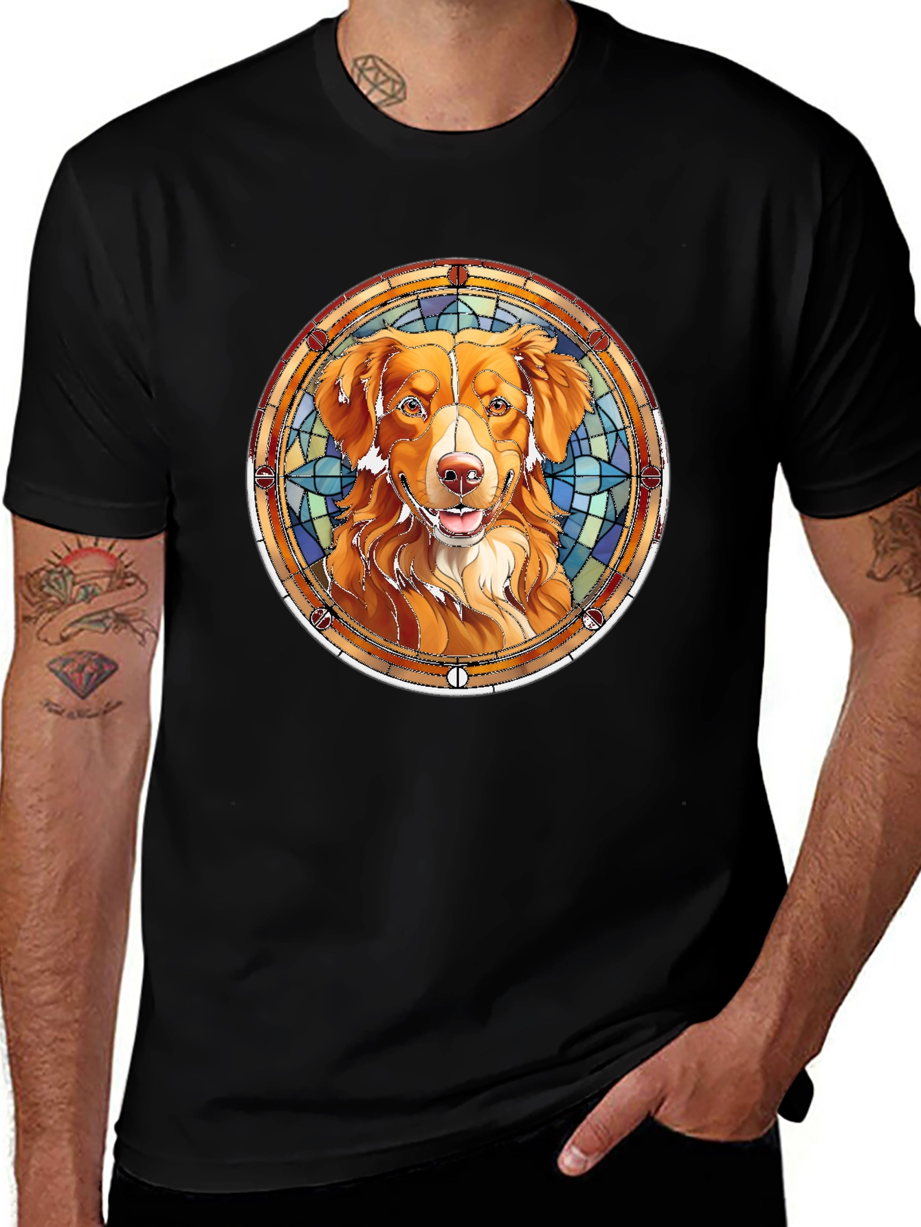 Dog Breed Art Mens Black T-Shirt