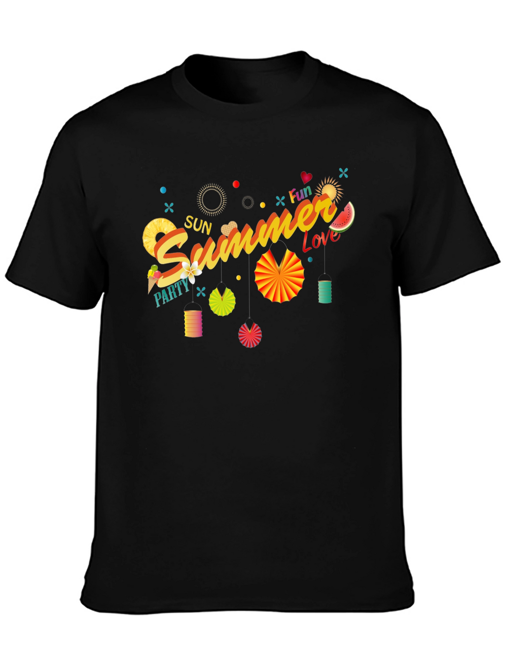 Summer Fun Black Graphic T-Shirt